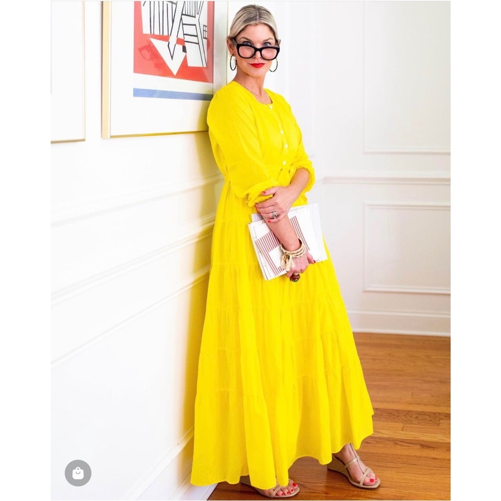 J.Crew Belted button-up tiered maxi dress yellow XXS